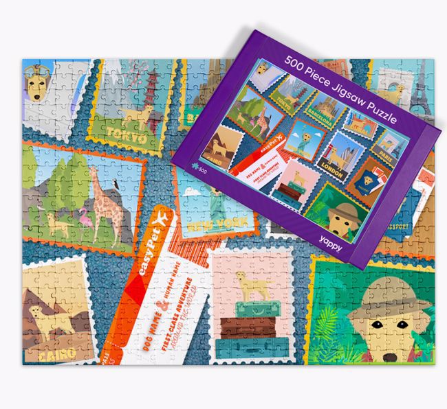 Around The World Adventure: Personalised {breedFullName} Jigsaw